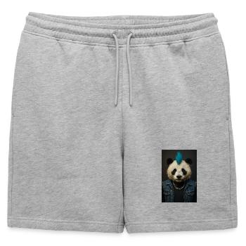 Panda Punk avec Mohawk bleu - Short de survêtement homme premium - gris chiné - Devant - AI Model Male 178 light (178cm)