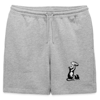 Rat soulevant une miche de pain – illustration graphique - Short de survêtement homme premium - gris chiné - Devant - AI Model Male 178 light (178cm)