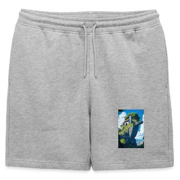 Mountain house landscape - Short de survêtement homme premium - gris chiné - Devant - AI Model Male 178 light (178cm)