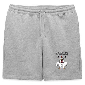 Chicken Game Don't look at the chicken Game over - Mens' Premium Organic Sweatshorts - heather grey - Front - AI Model Male 178 light (178cm)
