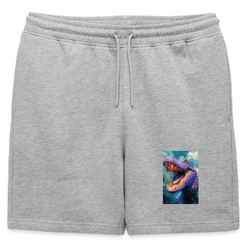 Illustration of a crocodile - Mens' Premium Organic Sweatshorts - heather grey - Front - AI Model Male 178 light (178cm)