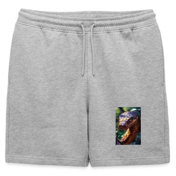Illustration of a snake - Mens' Premium Organic Sweatshorts - heather grey - Front - AI Model Male 178 light (178cm)