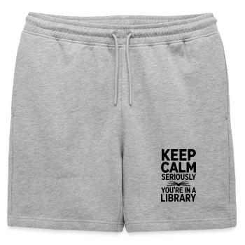 Keep Calm Seriously You’re in a Library - Mens' Premium Organic Sweatshorts - heather grey - Front - AI Model Male 178 light (178cm)