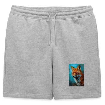 Illustration of a fox - Mens' Premium Organic Sweatshorts - heather grey - Front - AI Model Male 178 light (178cm)