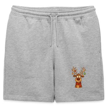 Cerf Rudolph Joyeux Noël doux - Short de survêtement homme premium - gris chiné - Devant - AI Model Male 178 light (178cm)