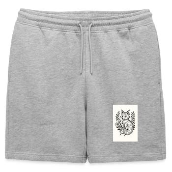 Fox in Floral Wreath Lineart - Mens' Premium Organic Sweatshorts - heather grey - Front - AI Model Male 178 light (178cm)