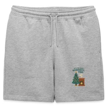 Cheminée de Noël - Short de survêtement homme premium - gris chiné - Devant - AI Model Male 178 light (178cm)