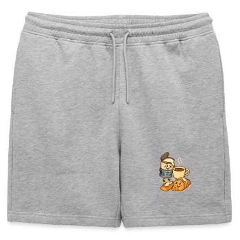 Lait concentré et croissant au café - Short de survêtement homme premium - gris chiné - Devant - AI Model Male 178 light (178cm)