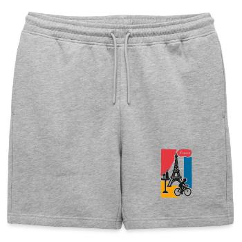 France Graphique : Tour Eiffel et vélo - Short de survêtement homme premium - gris chiné - Devant - AI Model Male 178 light (178cm)