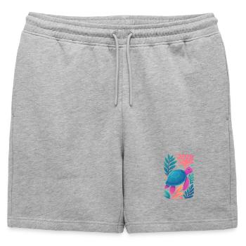 Tortue corail colorée - Short de survêtement homme premium - gris chiné - Devant - AI Model Male 178 light (178cm)
