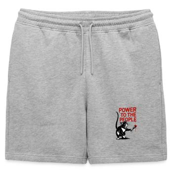 Power to the People Cat Painting - Mens' Premium Organic Sweatshorts - heather grey - Front - AI Model Male 178 light (178cm)