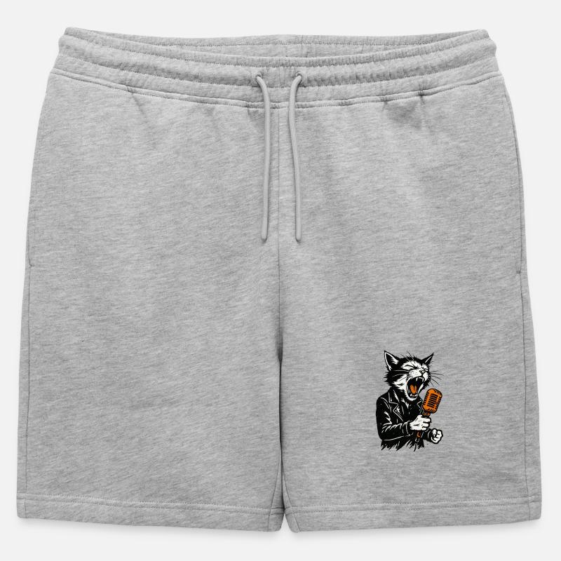 Mécanisme à bascule avec micro - Short de survêtement homme premium - gris chiné
