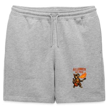 Allumer Le Feu Chat Rock - Short de survêtement homme premium - gris chiné - Devant - AI Model Male 178 light (178cm)