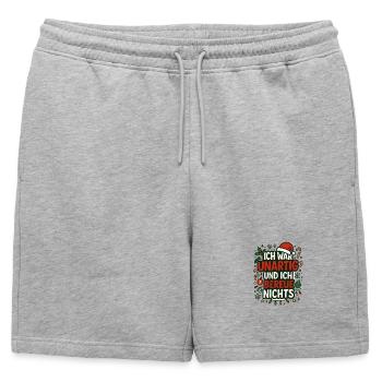 Vilain et je ne regrette rien – dire Noël - Short de survêtement homme premium - gris chiné - Devant - AI Model Male 178 light (178cm)