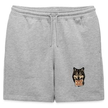 Wolf symbol: Power to the people - Mens' Premium Organic Sweatshorts - heather grey - Front - AI Model Male 178 light (178cm)