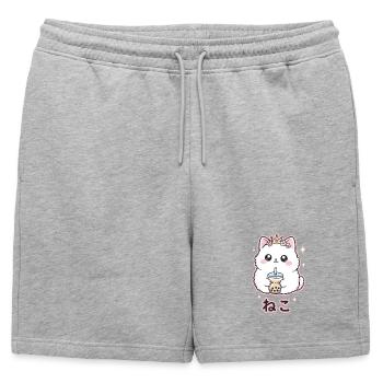Reine des chats au bubble tea - Short de survêtement homme premium - gris chiné - Devant - AI Model Male 178 light (178cm)