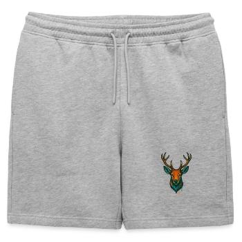 Art néon de tête de cerf - Short de survêtement homme premium - gris chiné - Devant - AI Model Male 178 light (178cm)