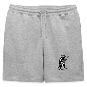 Rat with bass guitar in the spotlight - Mens' Premium Organic Sweatshorts - heather grey - Front - AI Model Male 178 light (178cm)