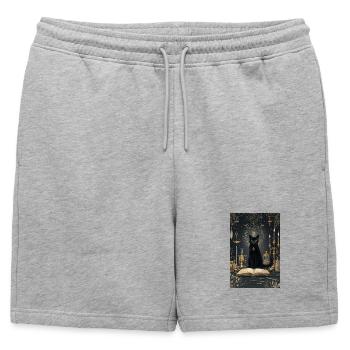 Alchimiste du Chat de Minuit - Short de survêtement homme premium - gris chiné - Devant - AI Model Male 178 light (178cm)