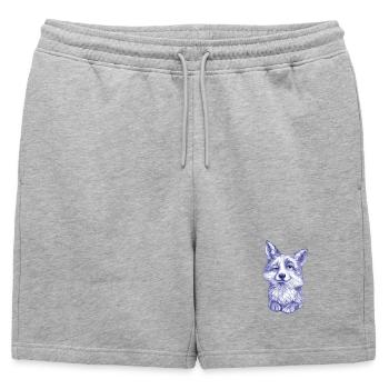 Blue-violet Fox Sketch - Mens' Premium Organic Sweatshorts - heather grey - Front - AI Model Male 178 light (178cm)