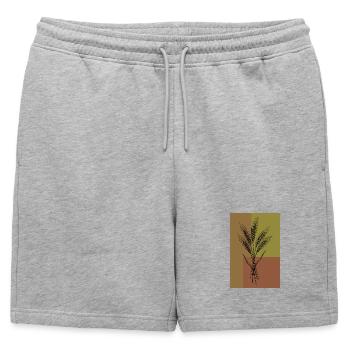 Wheat Ears Line Art – Botanical Design - Mens' Premium Organic Sweatshorts - heather grey - Front - AI Model Male 178 light (178cm)