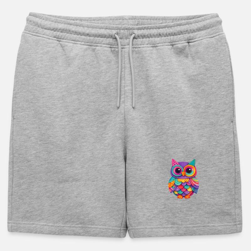 Patchwork Owl Magic - Mens' Premium Organic Sweatshorts - heather grey