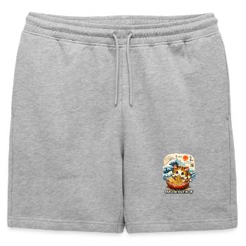 Kawaii Neko Ramen Chat Nouilles Anime - Short de survêtement homme premium - gris chiné - Devant - AI Model Male 178 light (178cm)