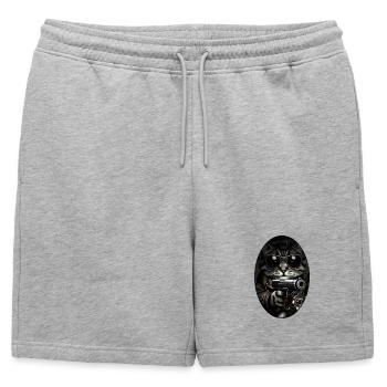 Gangster chat avec des lunettes de soleil - Short de survêtement homme premium - gris chiné - Devant - AI Model Male 178 light (178cm)