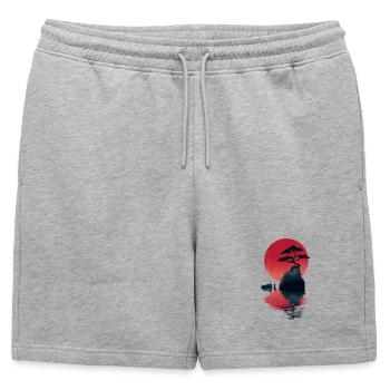 Red Zen Sunset Island - Mens' Premium Organic Sweatshorts - heather grey - Front - AI Model Male 178 light (178cm)