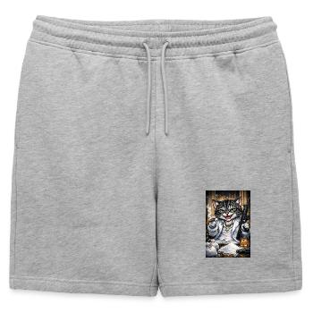 DonnyMontana - Short de survêtement homme premium - gris chiné - Devant - AI Model Male 178 light (178cm)