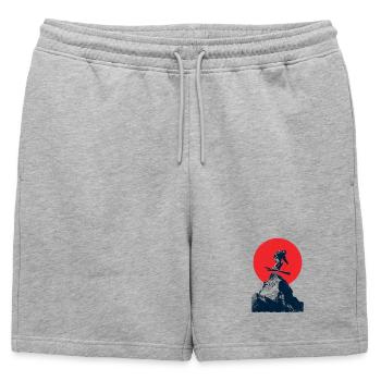 Saut à ski sur des sommets rocheux - Short de survêtement homme premium - gris chiné - Devant - AI Model Male 178 light (178cm)