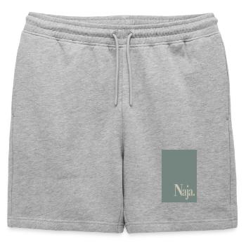 Affiche d’art minimaliste « Eh bien. » - Short de survêtement homme premium - gris chiné - Devant - AI Model Male 178 light (178cm)