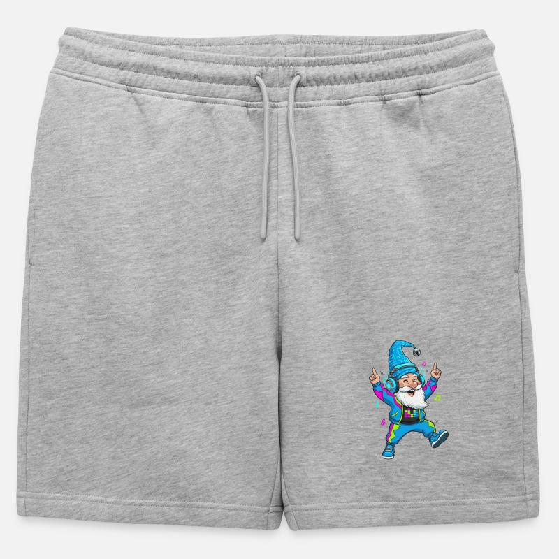 Technozwerg mit Kopfhörern - Männer Premium Organic Sweatshorts - Grau meliert