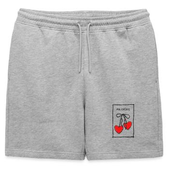 Ma Chérie Heart Necklace - Mens' Premium Organic Sweatshorts - heather grey - Front - AI Model Male 178 light (178cm)