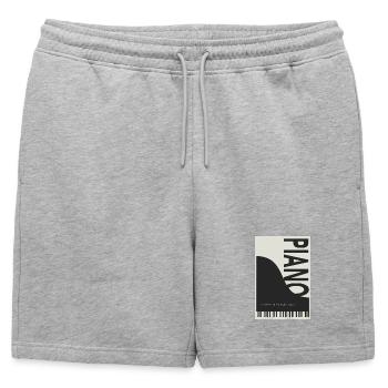 Piano – Entre le silence et le son - Short de survêtement homme premium - gris chiné - Devant - AI Model Male 178 light (178cm)