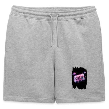 Cassette spatiale rétro des années 80 Cosmic Mix Tape - Short de survêtement homme premium - gris chiné - Devant - AI Model Male 178 light (178cm)