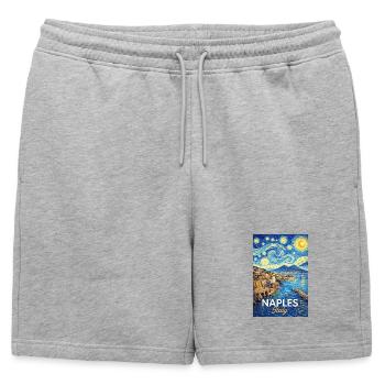 Naples, Italie - Short de survêtement homme premium - gris chiné - Devant - AI Model Male 178 light (178cm)