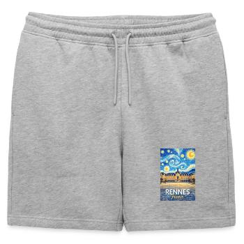 Rennes, France - Short de survêtement homme premium - gris chiné - Devant - AI Model Male 178 light (178cm)