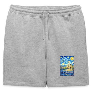 Saint-Étienne, France - Short de survêtement homme premium - gris chiné - Devant - AI Model Male 178 light (178cm)