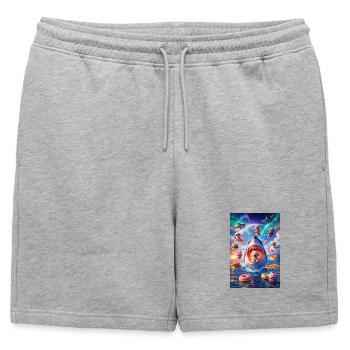 Requin avec des chiots et des beignets : surprise fantasmée - Short de survêtement homme premium - gris chiné - Devant - AI Model Male 178 light (178cm)