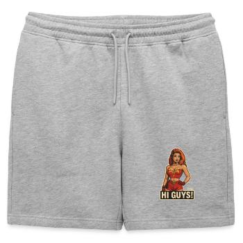 Salut les gars, héroïne rétro - Short de survêtement homme premium - gris chiné - Devant - AI Model Male 178 light (178cm)