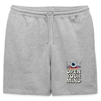  Open Your Mind Psychedelic Auge Retro Hippie - Short de survêtement homme premium - gris chiné - Devant - AI Model Male 178 light (178cm)