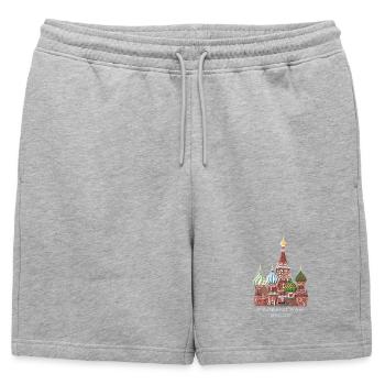 Moscou, cathédrale Saint-Basile dessinée à la main - Short de survêtement homme premium - gris chiné - Devant - AI Model Male 178 light (178cm)