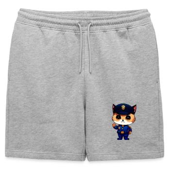 Policier chat - Short de survêtement homme premium - gris chiné - Devant - AI Model Male 178 light (178cm)