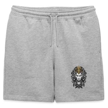 Masque Méduse Gorgone Or et Blanc Mythologique - Short de survêtement homme premium - gris chiné - Devant - AI Model Male 178 light (178cm)