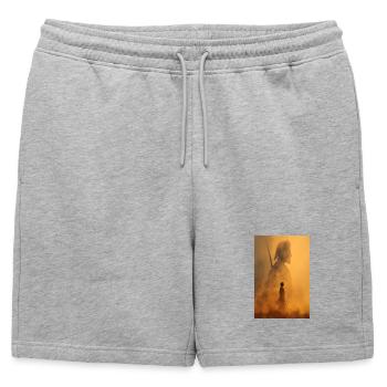 Silhouette du Guerrier de la Braise - Short de survêtement homme premium - gris chiné - Devant - AI Model Male 178 light (178cm)