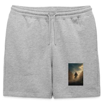 Witch in Foggy Cornfield at Dusk - Mens' Premium Organic Sweatshorts - heather grey - Front - AI Model Male 178 light (178cm)