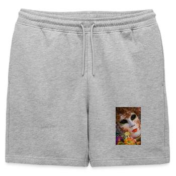 Masque vénitien Paillettes dorées - Short de survêtement homme premium - gris chiné - Devant - AI Model Male 178 light (178cm)
