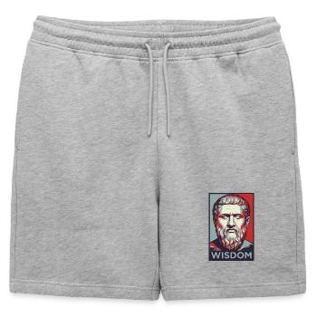 Wisdom Portrait Pop Art - Mens' Premium Organic Sweatshorts - heather grey - Front - AI Model Male 178 light (178cm)