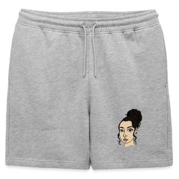 Piercing de nez en chignon style portrait - Short de survêtement homme premium - gris chiné - Devant - AI Model Male 178 light (178cm)